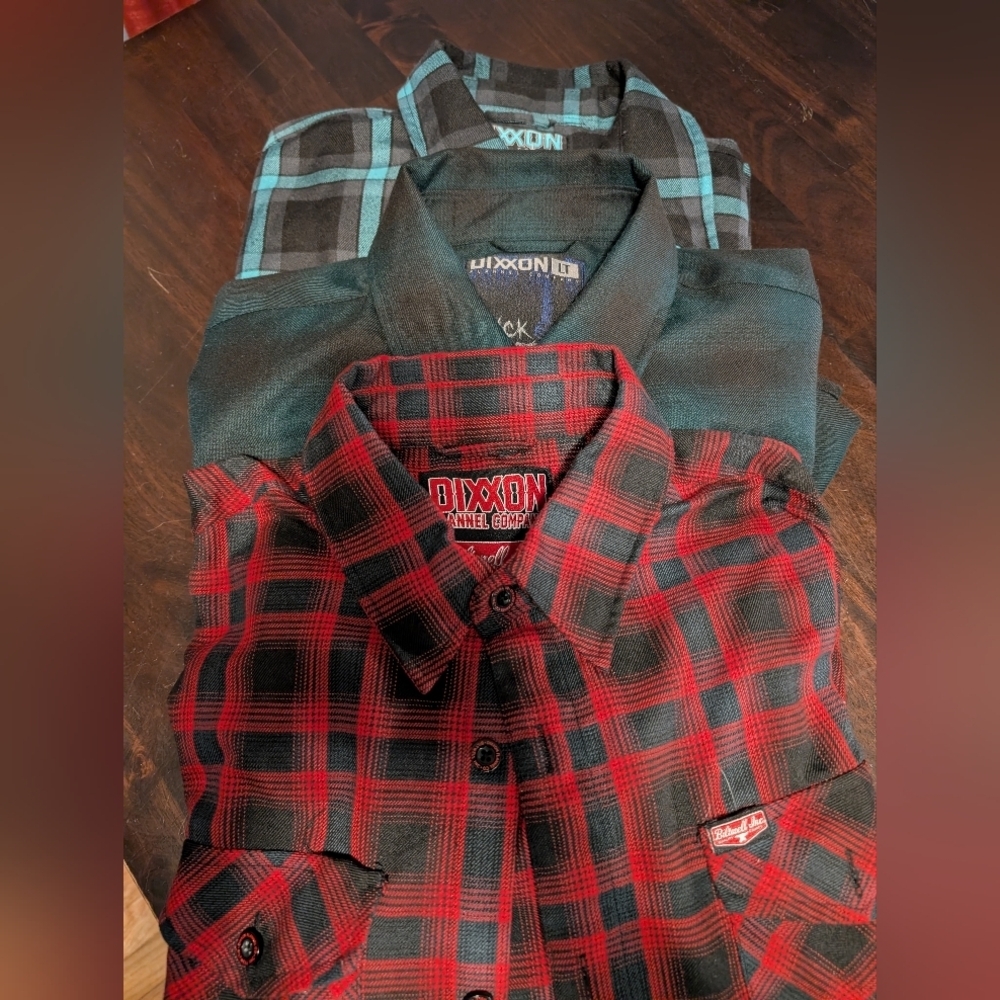 DIXXON (Lot Of 3) Flannel Shirts, Men's LT, Red, Green, Teal
